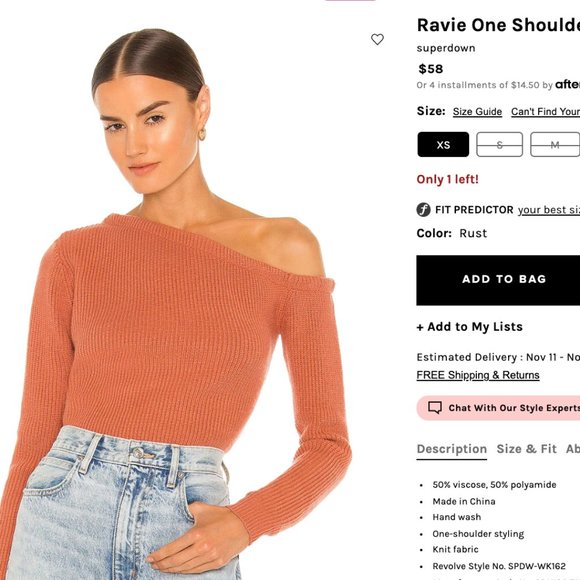 Superdown Ravie One Shoulder Sweater in Rust - Picture 2 of 5
